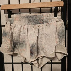 Lululemon Running Shorts White Gray Orange‎ Speckled Womens Athletic